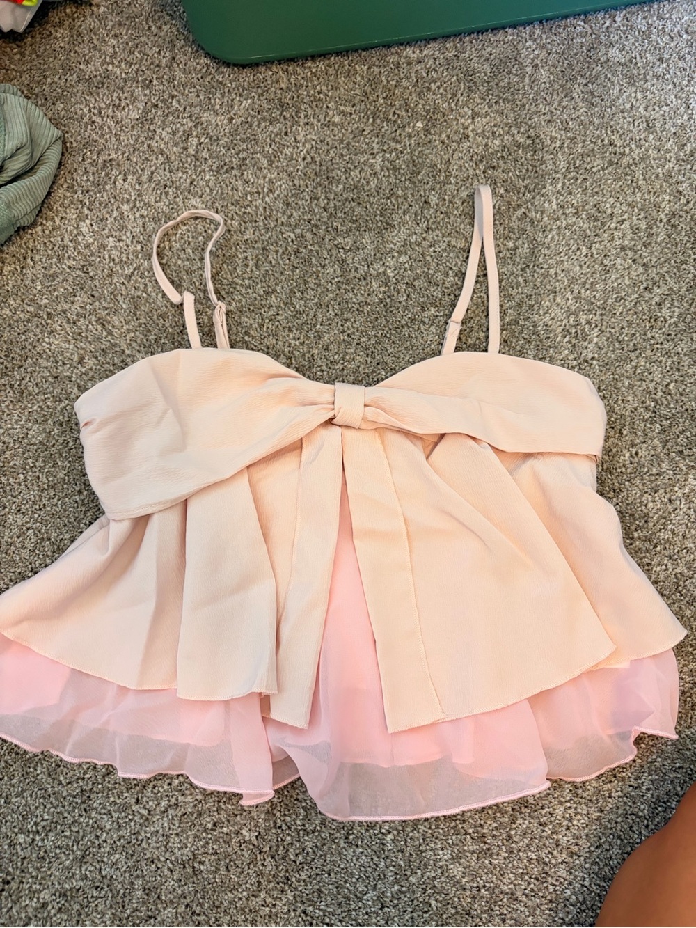 Light Pink Bow Front Spaghetti Strap Chiffon Top